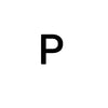 Una letra P negra en un fondo blanco.