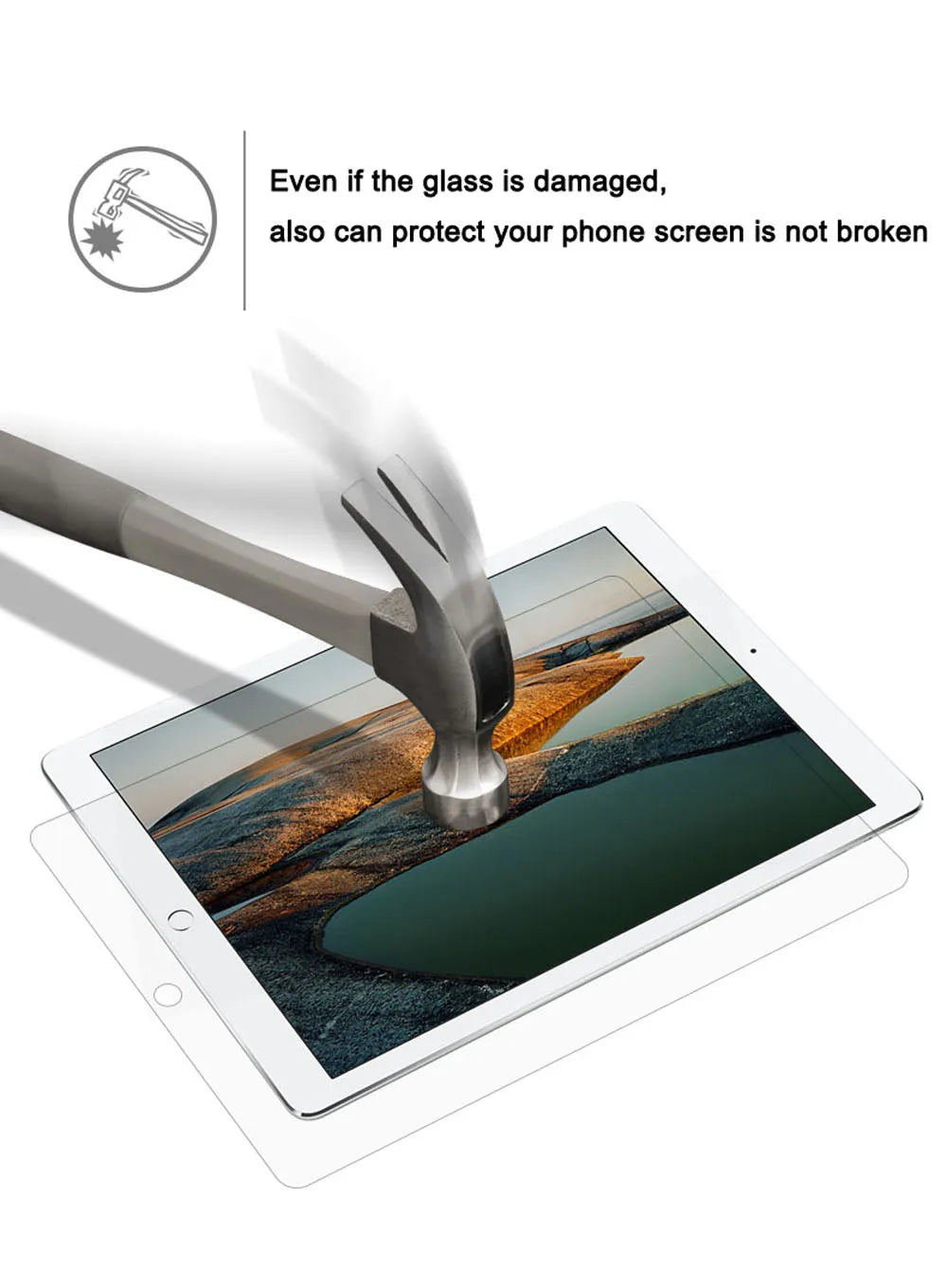 A hand using a tool to protect a phone screen, demonstrating the durability of HD tempered glass screen protectors.