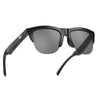 A pair of black Bluetooth sunglasses with dark lenses and a flexible arm.