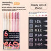 A set of six multi-color acrylic painting gel pens packaged in a box with instructions for layering and endurance.