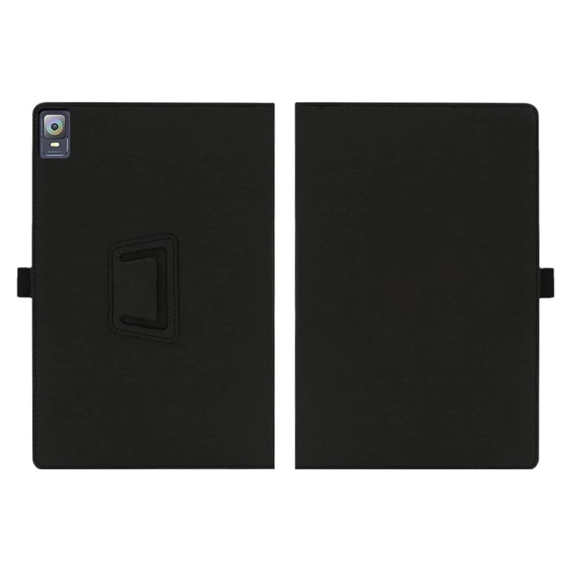 Black protective case for a tablet or PC, featuring a camera lens cutout.