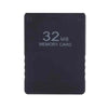 A dark blue universal PS2 memory card with 32MB capacity printed on the surface.