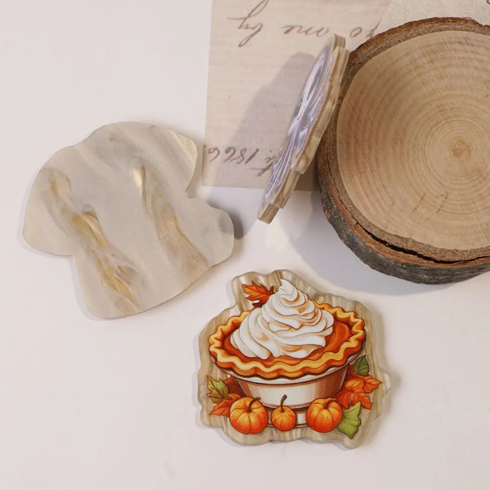 A set of ten faith-themed acrylic hairbows featuring a water ripple effect and autumnal designs.