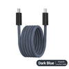 A coil of dark blue magnetic suction USB-C to USB-C charging cable.