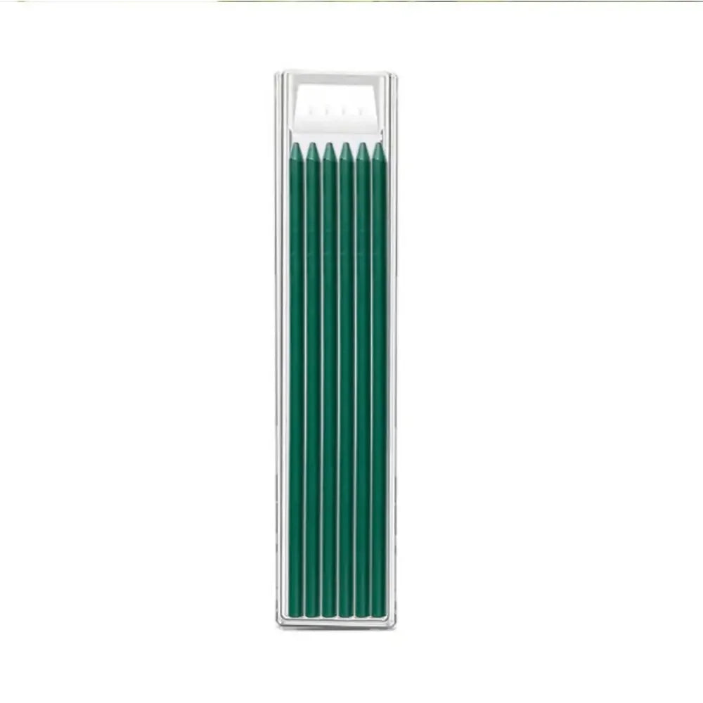 A vertical view of a precision mechanical pencil with a built-in sharpener, featuring multiple sharpened leads.