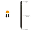 A black precision stylus pen body with a green indicator light and a black tip.