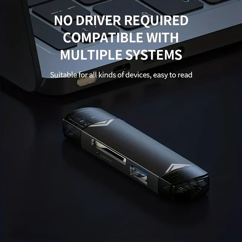 Adaptador multi-tarjeta negro, sin necesidad de controlador y compatible con m