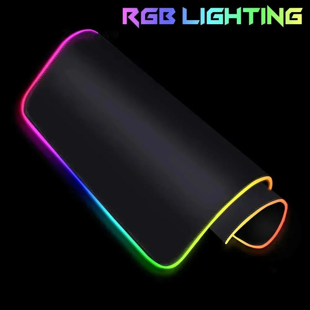 An RGB backlit gaming mouse pad featuring a glowing map design with vibrant neon colors.