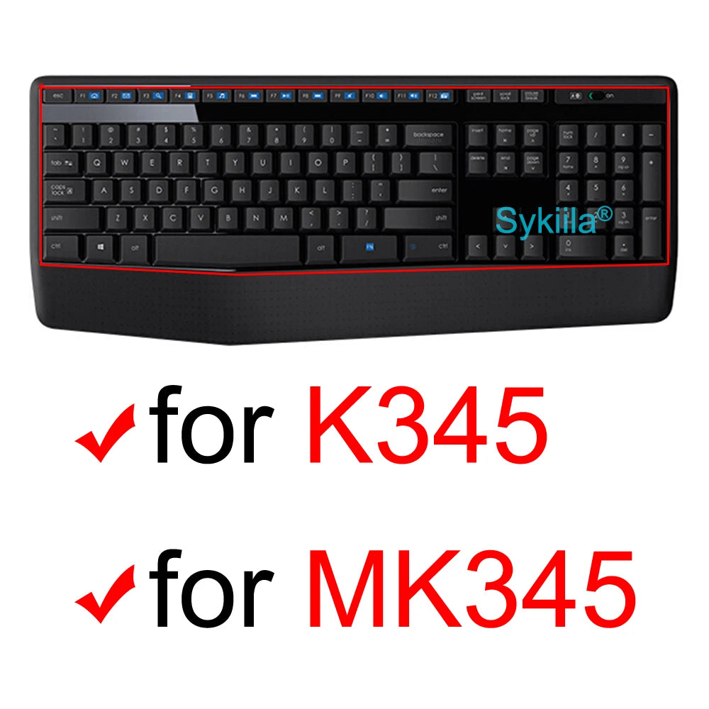 Black silicone keyboard cover for Logitech K345 and MK345 keyboards