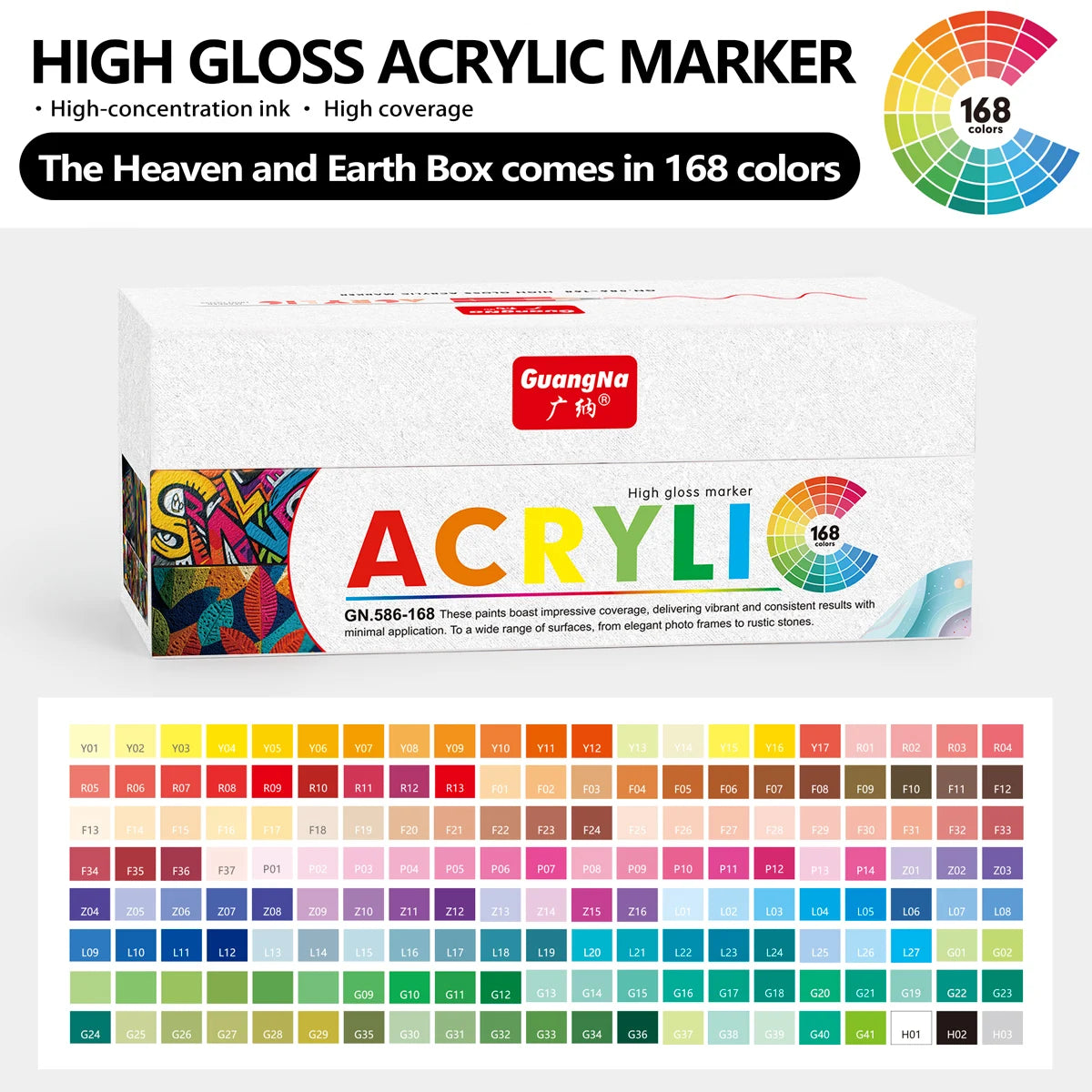Box of High Gloss Acrylic Markers featuring 168 colors including the Heaven and Earth Box set