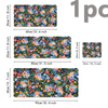 A collection of floral designs on various sized mouse pads with non-slip rubber bases.