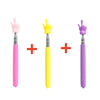 Three teaching pointers in pink, yellow, and purple with stainless steel tips.