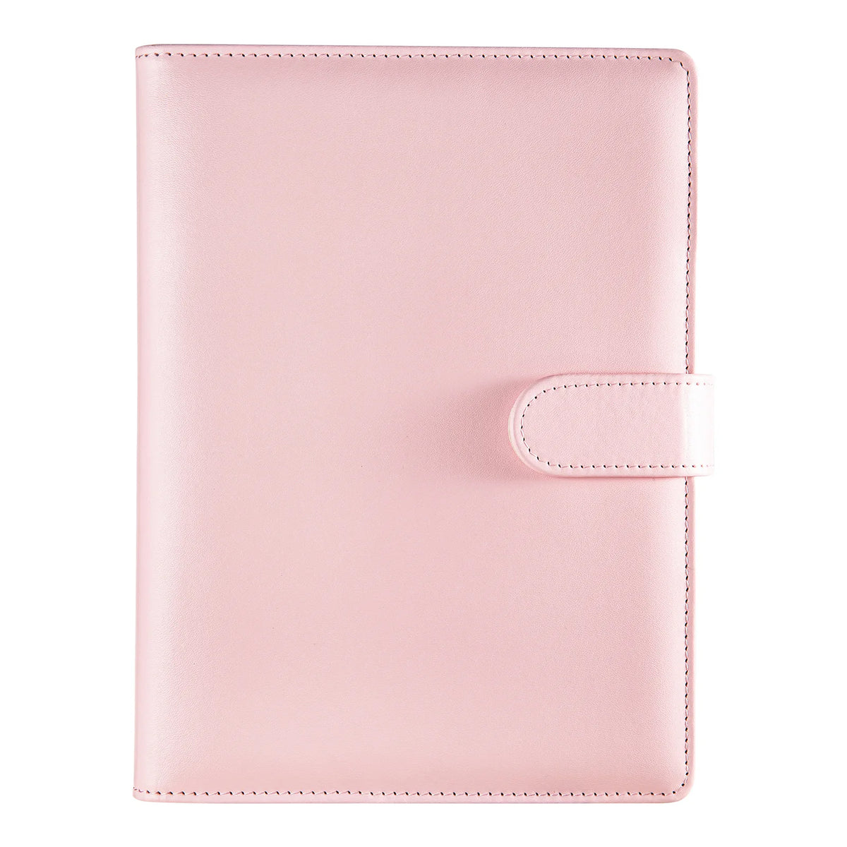A pink A5 PU leather binder notebook with lined paper refills.