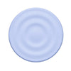 A light blue, circular silicone ripple grip magnetic phone stand.
