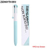 A light blue ZENYTH pen with a clear plastic body and a white sleeve is shown next to its packaging.