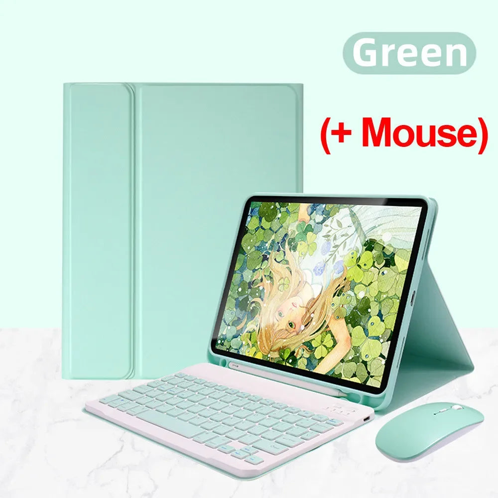 Gräbermagnetisches Leder-Keyboard-Case für iPad mit passender Maus.