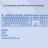 A set of 124 blue jelly ASA profile keycaps for mechanical keyboards