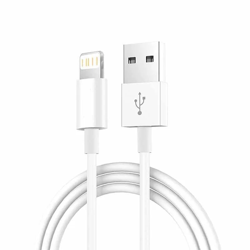 White USB-A to Lightning fast charging cable for Apple devices