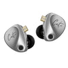 Silver KZ Castor 2DD dual dynamic driver earphones shown in a close-up view