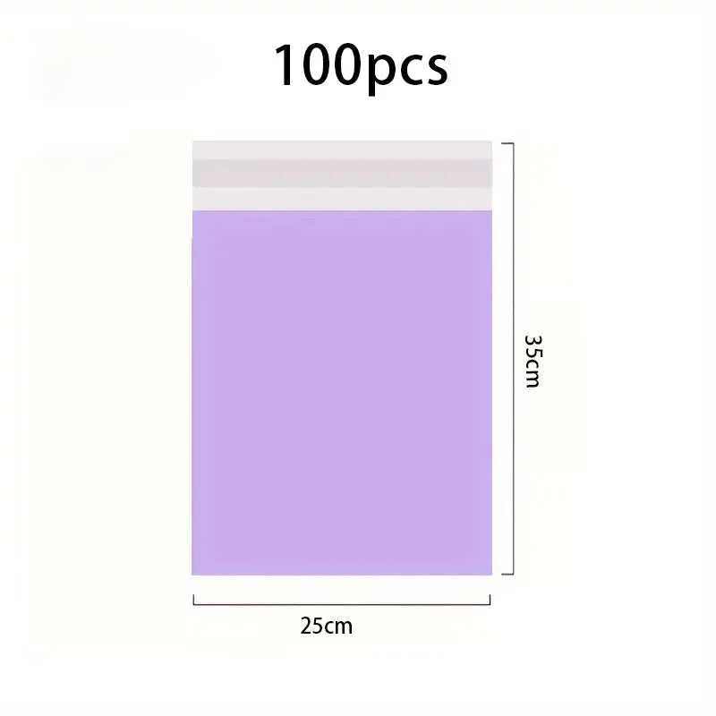 A rectangular purple waterproof self-adhesive courier mailer bag with a white top edge.