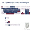 A collection of 126 keys and keycaps with a cherry profile for mechanical keyboards.