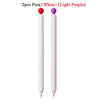 Two pens are shown: one white and one light purple, with quick-drying tips.