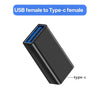 A black USB female to Type-C female adapter cable.