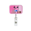 Pink anime-themed badge reel featuring a large intestine design and medical symbols