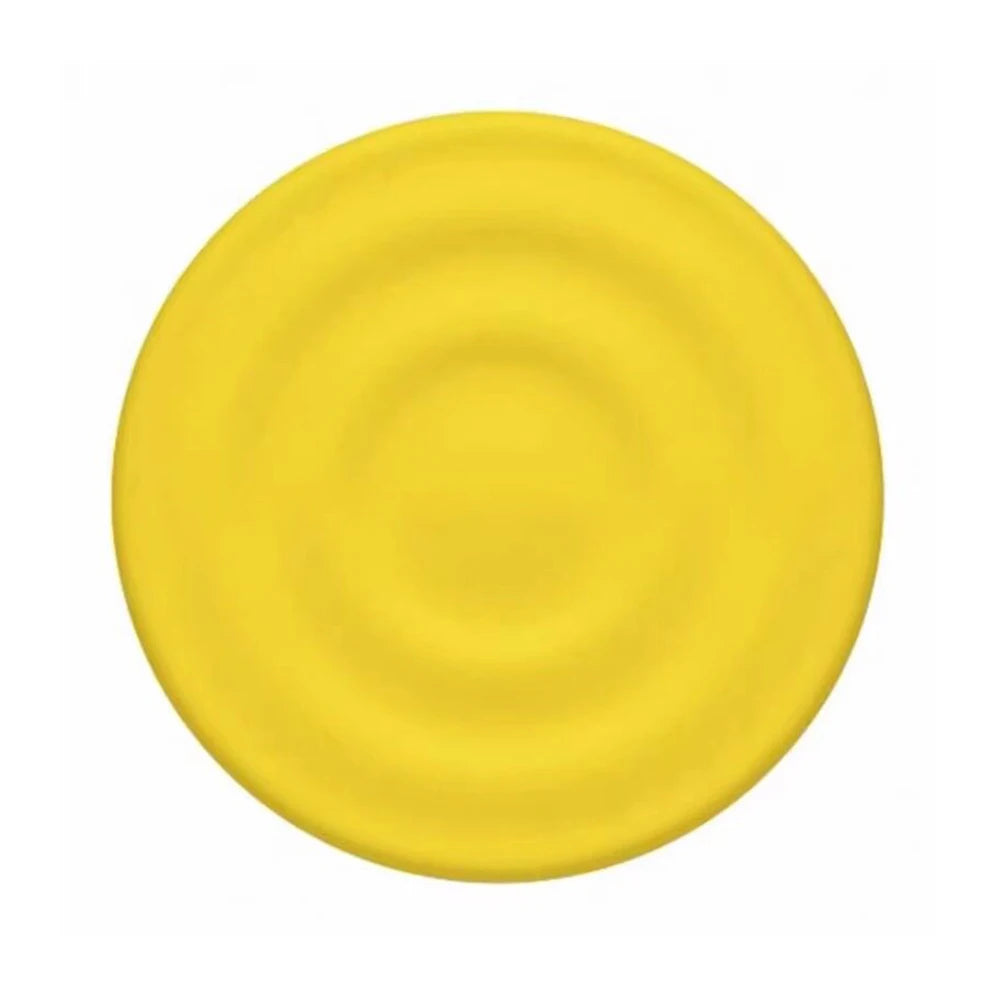 A round, yellow silicone ripple grip magnetic phone stand.
