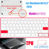 A close-up view of a TPU keyboard cover for a MacBook, showing the layout and material.