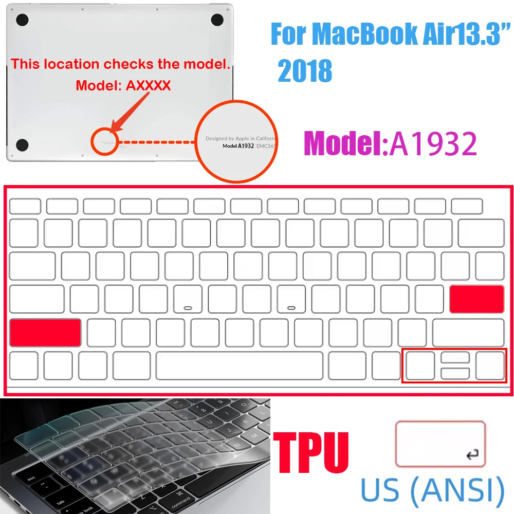 A close-up view of a TPU keyboard cover for a MacBook, showing the layout and material.