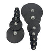 A stack of black magnetic base mount brackets for LED lights, showing various sizes and mounting hardware.