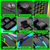 A collection of gaming peripherals including a LIMEME brand keyboard, suspension keycaps, support frame, colorful led light m