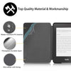 A black magnetic protective case for a Kindle e-reader showing its material features.