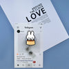 A silver Miffy rabbit retractable badge reel attached to a clear plastic card holder, displayed on a white Instagram post.