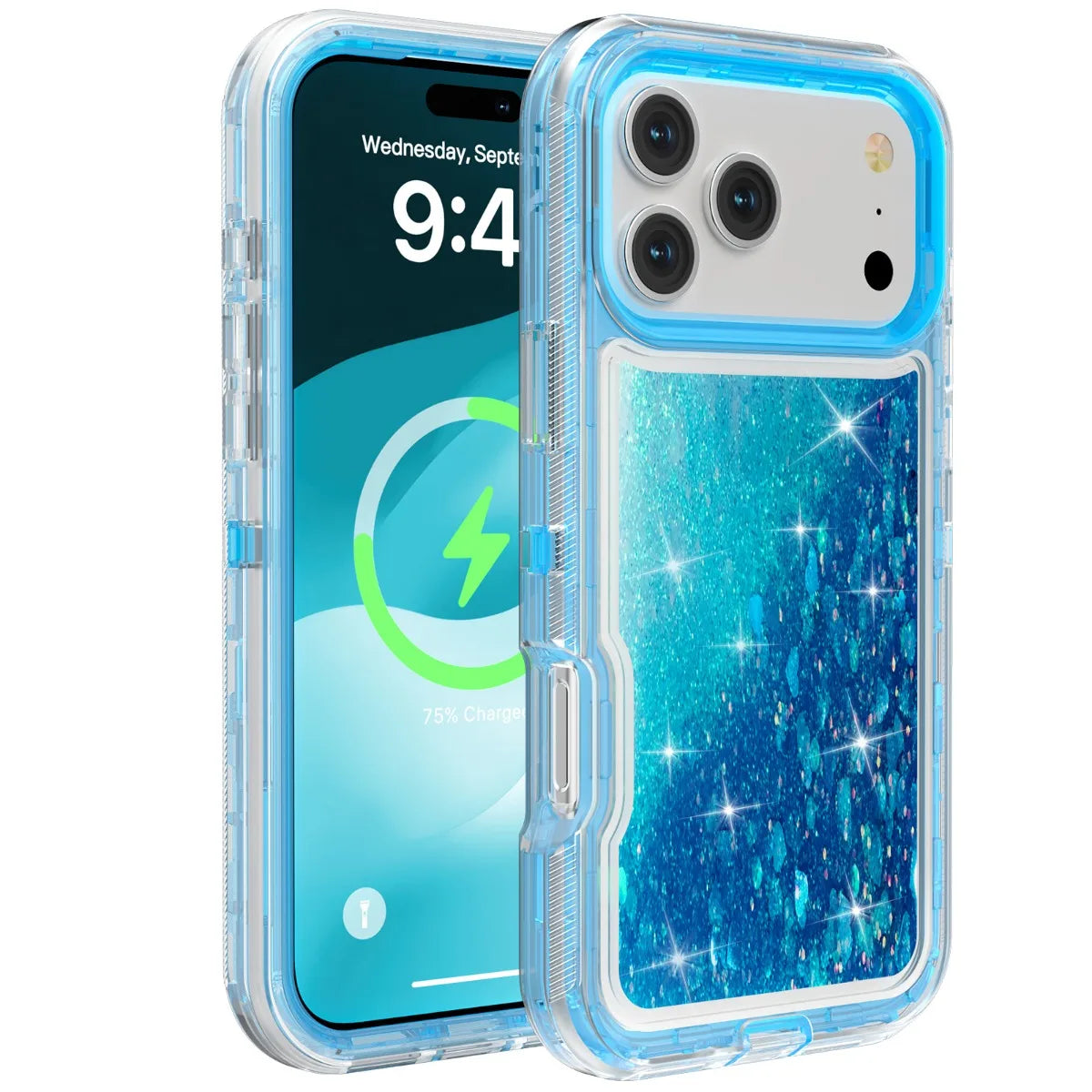 A clear silicone phone case protecting a smartphone displaying a time and battery percentage.