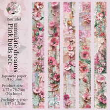 Roundel pink buds accents Japanese paper for scrapbooking and crafts