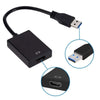 A black USB 3.0 to HDMI adapter cable and connector assembly for PC to display.