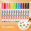 Un juego de 12 marcadores reutilizables borrables en varios colores, incluyendo rosa, rojo, naranja, amarillo, verde y azul, 