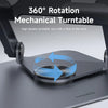 A close-up of a 360° rotation mechanical turntable used for a high-density turntable, shown in a dark gray finish.