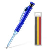 A blue mechanical pencil set with a sharpener and 2.8mm lead visible on a white background.