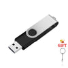Silver and black high-capacity USB flash drive with a metal clip and gift tag