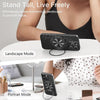 A black magnetic phone ring holder and stand is shown in use for landscape and portrait modes.