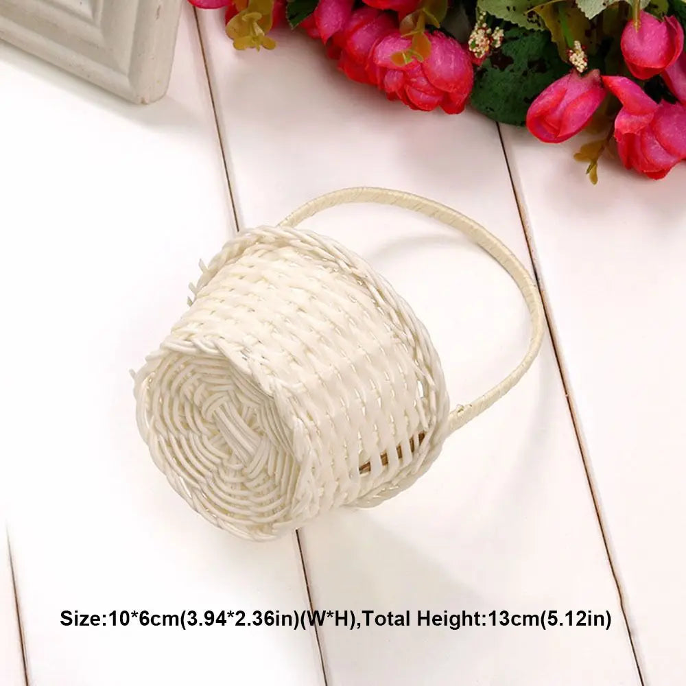Handwoven rattan cable management box with lid in natural beige color