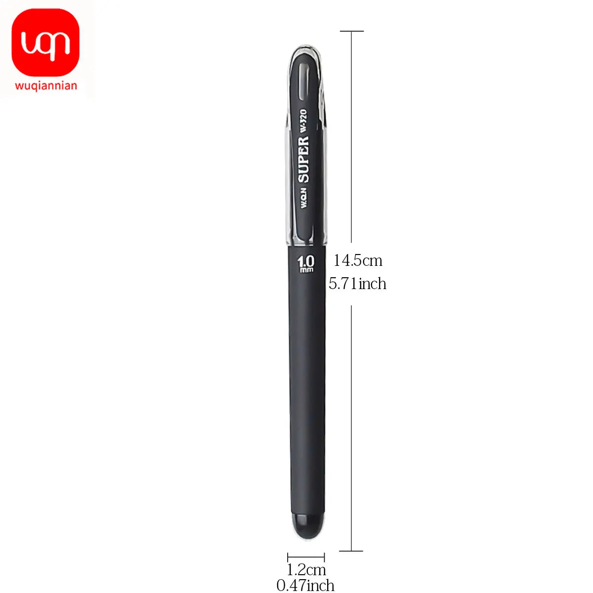 A black smooth writing gel pen with a fine 1.0mm tip labeled WGN SUPER W-720