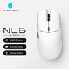 Weiße Thunderobot NL6 kabellose Gaming-Maus mit schwarzem Sensor und Scrollrad.