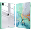 A light mint green protective case for an iPad, featuring a marbled teal and purple design.