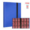 A blue card binder album with a black spine, showing an interior grid of cards.