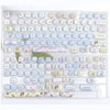 A full set of colorful PBT keycaps in MOG profile featuring various designs and colors for mechanical keyboards.