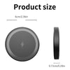 Diagram showing the size of a magnetic wireless charging pad, measuring 6cm/2.36in and 0.73cm/0.28in.